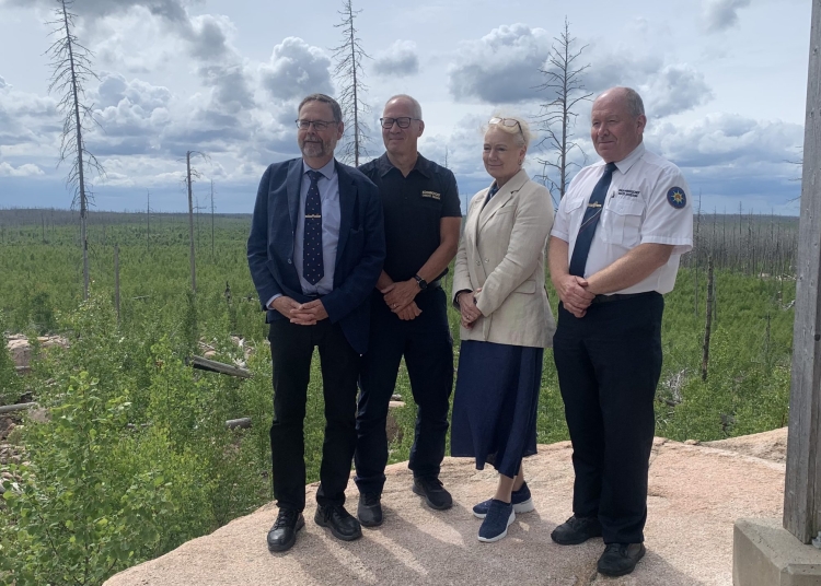 Johan Sterte, landshövding i Västmanlands län, Christer Ängehov, räddningschef räddningstjänsten Mälardalen, Charlotte Petri Gornitzka, GD MSB och Mats Jansson, räddningschef Södra Dalarnas räddningstjänstförbund.