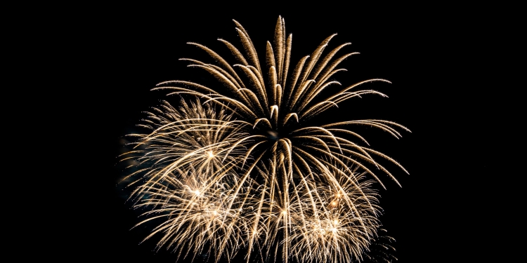 Abstract colorful firework display for celebration anniversary background